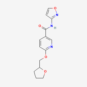 molecular formula C14H15N3O4 B2754619 N-(isoxazol-3-yl)-6-((tetrahydrofuran-2-yl)methoxy)nicotinamide CAS No. 2034388-43-5