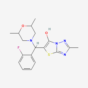 molecular formula C18H21FN4O2S B2754620 5-((2,6-Dimethylmorpholino)(2-fluorophenyl)methyl)-2-methylthiazolo[3,2-b][1,2,4]triazol-6-ol CAS No. 1008213-56-6