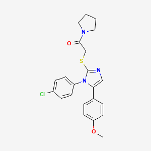 2-((1-(4-chlorophenyl)-5-(4-methoxyphenyl)-1H-imidazol-2-yl)thio)-1-(pyrrolidin-1-yl)ethanone