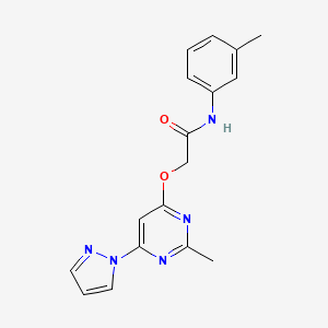 molecular formula C17H17N5O2 B2754630 2-((2-methyl-6-(1H-pyrazol-1-yl)pyrimidin-4-yl)oxy)-N-(m-tolyl)acetamide CAS No. 1421493-76-6
