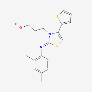 molecular formula C18H20N2OS2 B2754631 3-[2-(2,4-Dimethylphenyl)imino-4-thiophen-2-yl-1,3-thiazol-3-yl]propan-1-ol CAS No. 905780-89-4