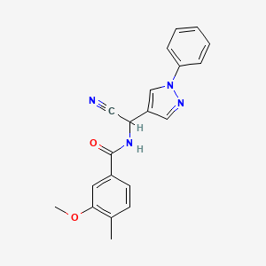 molecular formula C20H18N4O2 B2754633 N-[cyano(1-phenyl-1H-pyrazol-4-yl)methyl]-3-methoxy-4-methylbenzamide CAS No. 1280936-53-9