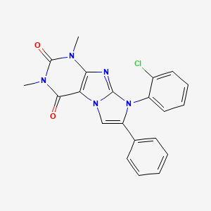 molecular formula C21H16ClN5O2 B2754634 8-(2-氯苯基)-1,3-二甲基-7-苯基-1H-咪唑并[2,1-f]嘌呤-2,4(3H,8H)-二酮 CAS No. 887882-83-9