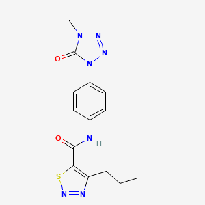molecular formula C14H15N7O2S B2754639 N-(4-(4-methyl-5-oxo-4,5-dihydro-1H-tetrazol-1-yl)phenyl)-4-propyl-1,2,3-thiadiazole-5-carboxamide CAS No. 1396847-07-6