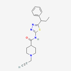 molecular formula C20H24N4OS B2754640 N-[5-(1-phenylpropyl)-1,3,4-thiadiazol-2-yl]-1-(prop-2-yn-1-yl)piperidine-4-carboxamide CAS No. 1376245-48-5