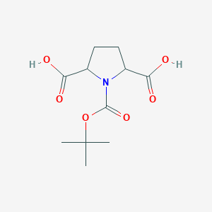 molecular formula C11H17NO6 B2754642 1-[(Tert-butoxy)carbonyl]pyrrolidine-2,5-dicarboxylic acid CAS No. 2182592-57-8