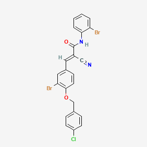 molecular formula C23H15Br2ClN2O2 B2754643 (E)-3-[3-bromo-4-[(4-chlorophenyl)methoxy]phenyl]-N-(2-bromophenyl)-2-cyanoprop-2-enamide CAS No. 380477-94-1