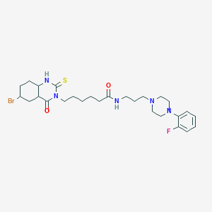 molecular formula C27H33BrFN5O2S B2754646 6-(6-bromo-4-oxo-2-sulfanylidene-1,2,3,4-tetrahydroquinazolin-3-yl)-N-{3-[4-(2-fluorophenyl)piperazin-1-yl]propyl}hexanamide CAS No. 422288-20-8
