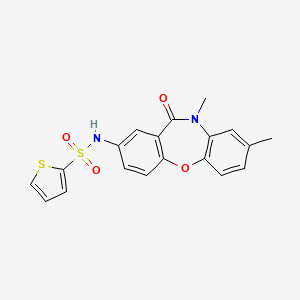molecular formula C19H16N2O4S2 B2754648 N-(8,10-dimethyl-11-oxo-10,11-dihydrodibenzo[b,f][1,4]oxazepin-2-yl)thiophene-2-sulfonamide CAS No. 922094-58-4