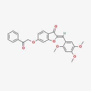 molecular formula C26H22O7 B2754651 (Z)-6-(2-oxo-2-phenylethoxy)-2-(2,4,5-trimethoxybenzylidene)benzofuran-3(2H)-one CAS No. 622793-47-9