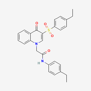 molecular formula C27H26N2O4S B2754652 N-(4-乙基苯基)-2-(3-((4-乙基苯基)磺酰基)-4-氧代喹啉-1(4H)-基)乙酰胺 CAS No. 895650-28-9