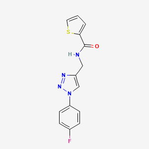 molecular formula C14H11FN4OS B2754653 N-[[1-(4-Fluorophenyl)triazol-4-yl]methyl]thiophene-2-carboxamide CAS No. 2379994-65-5