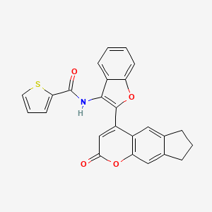 N-[2-(2-oxo-2,6,7,8-tetrahydrocyclopenta[g]chromen-4-yl)-1-benzofuran-3-yl]thiophene-2-carboxamide