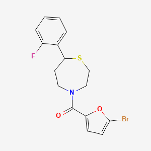 molecular formula C16H15BrFNO2S B2754683 (5-溴呋喃-2-基)(7-(2-氟苯基)-1,4-噻杂丙烷-4-基)甲酮 CAS No. 1706302-32-0