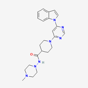 molecular formula C23H29N7O B2754687 1-[6-(1H-indol-1-yl)pyrimidin-4-yl]-N-(4-methylpiperazin-1-yl)piperidine-4-carboxamide CAS No. 1797092-10-4