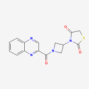molecular formula C15H12N4O3S B2754695 3-(1-(Quinoxaline-2-carbonyl)azetidin-3-yl)thiazolidine-2,4-dione CAS No. 1787879-83-7
