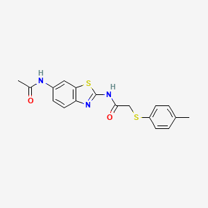 molecular formula C18H17N3O2S2 B2754696 N-(6-乙酰氨基苯基)环丙基-2-(对甲苯硫)乙酰胺 CAS No. 895454-38-3