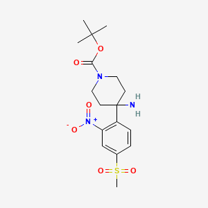 molecular formula C17H25N3O6S B2754700 1-Boc-4-[4-(methylsulfonyl)-2-nitrophenyl]piperidin-4-amine CAS No. 849035-91-2