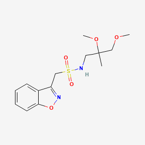 molecular formula C14H20N2O5S B2754703 1-(1,2-benzoxazol-3-yl)-N-(2,3-dimethoxy-2-methylpropyl)methanesulfonamide CAS No. 2034586-89-3