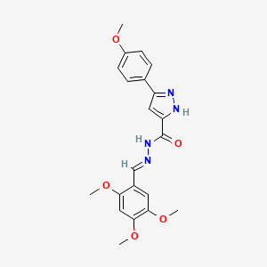 molecular formula C21H22N4O5 B2754706 (E)-3-(4-甲氧基苯基)-N'-(2,4,5-三甲氧基苄基亚甲基)吡唑-5-甲酰肼 CAS No. 1285520-26-4