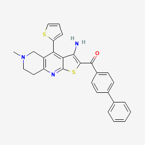(3-amino-6-methyl-4-thiophen-2-yl-7,8-dihydro-5H-thieno[2,3-b][1,6]naphthyridin-2-yl)-(4-phenylphenyl)methanone