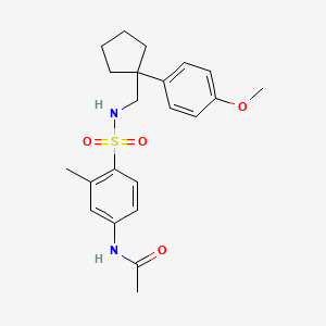 molecular formula C22H28N2O4S B2754718 N-(4-(N-((1-(4-methoxyphenyl)cyclopentyl)methyl)sulfamoyl)-3-methylphenyl)acetamide CAS No. 1226433-95-9