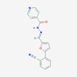 molecular formula C18H12N4O2 B275472 N'-{[5-(2-cyanophenyl)-2-furyl]methylene}isonicotinohydrazide 