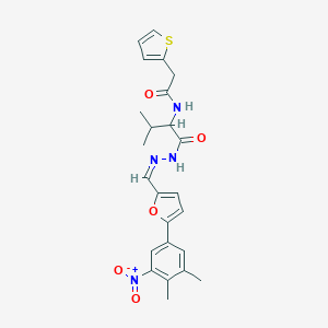 N-[(Z)-[5-(3,4-dimethyl-5-nitrophenyl)furan-2-yl]methylideneamino]-3-methyl-2-[(2-thiophen-2-ylacetyl)amino]butanamide