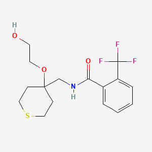 N-((4-(2-hydroxyethoxy)tetrahydro-2H-thiopyran-4-yl)methyl)-2-(trifluoromethyl)benzamide