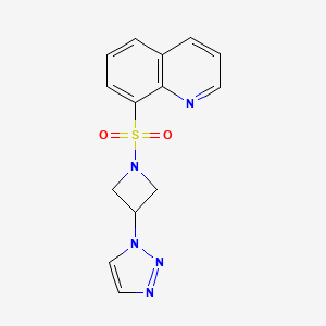 molecular formula C14H13N5O2S B2754763 8-((3-(1H-1,2,3-triazol-1-yl)azetidin-1-yl)sulfonyl)quinoline CAS No. 2034491-62-6