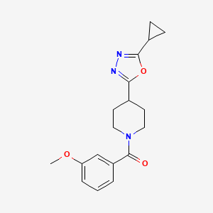 molecular formula C18H21N3O3 B2754766 (4-(5-Cyclopropyl-1,3,4-oxadiazol-2-yl)piperidin-1-yl)(3-methoxyphenyl)methanone CAS No. 1211755-13-3