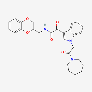 2-(1-(2-(azepan-1-yl)-2-oxoethyl)-1H-indol-3-yl)-N-((2,3-dihydrobenzo[b][1,4]dioxin-2-yl)methyl)-2-oxoacetamide