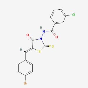 N-[(5Z)-5-[(4-bromophenyl)methylidene]-4-oxo-2-sulfanylidene-1,3-thiazolidin-3-yl]-3-chlorobenzamide