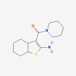 molecular formula C14H22N2OS B2754820 (2-Amino-3a,4,5,6,7,7a-hexahydrobenzo[b]thiophen-3-yl)(piperidin-1-yl)methanone CAS No. 1443279-28-4