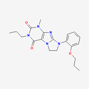 molecular formula C20H25N5O3 B2754835 4-Methyl-6-(2-propoxyphenyl)-2-propyl-7,8-dihydropurino[7,8-a]imidazole-1,3-dione CAS No. 887672-33-5