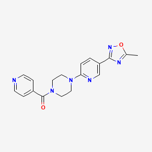 molecular formula C18H18N6O2 B2754845 (4-(5-(5-Methyl-1,2,4-oxadiazol-3-yl)pyridin-2-yl)piperazin-1-yl)(pyridin-4-yl)methanone CAS No. 1235619-50-7