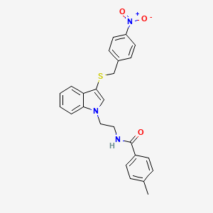 4-methyl-N-[2-[3-[(4-nitrophenyl)methylsulfanyl]indol-1-yl]ethyl]benzamide