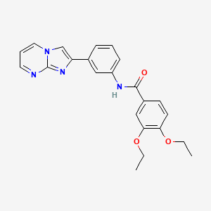 molecular formula C23H22N4O3 B2754866 3,4-二乙氧基-N-(3-咪唑并[1,2-a]嘧啶-2-基苯基)苯甲酰胺 CAS No. 863020-17-1