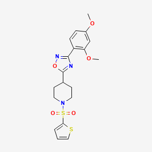 molecular formula C19H21N3O5S2 B2754868 4-[3-(2,4-二甲氧基苯基)-1,2,4-噁二唑-5-基]-1-(2-噻吩基磺酰基)哌啶 CAS No. 946301-15-1
