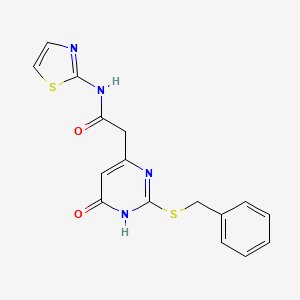 molecular formula C16H14N4O2S2 B2754870 2-(2-(苄硫基)-6-氧代-1,6-二氢嘧啶-4-基)-N-(噻唑-2-基)乙酰胺 CAS No. 1105234-93-2