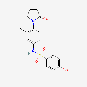 molecular formula C18H20N2O4S B2754876 4-methoxy-N-(3-methyl-4-(2-oxopyrrolidin-1-yl)phenyl)benzenesulfonamide CAS No. 941935-20-2