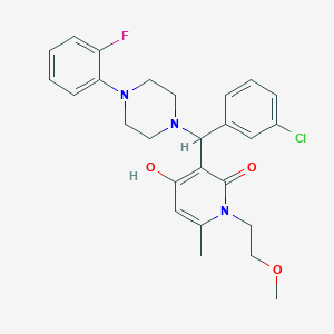 3-((3-chlorophenyl)(4-(2-fluorophenyl)piperazin-1-yl)methyl)-4-hydroxy-1-(2-methoxyethyl)-6-methylpyridin-2(1H)-one