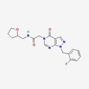 2-(1-(2-fluorobenzyl)-4-oxo-1H-pyrazolo[3,4-d]pyrimidin-5(4H)-yl)-N-((tetrahydrofuran-2-yl)methyl)acetamide