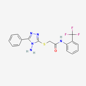 molecular formula C17H14F3N5OS B2754886 2-[(4-amino-5-phenyl-4H-1,2,4-triazol-3-yl)sulfanyl]-N-[2-(trifluoromethyl)phenyl]acetamide CAS No. 901142-78-7