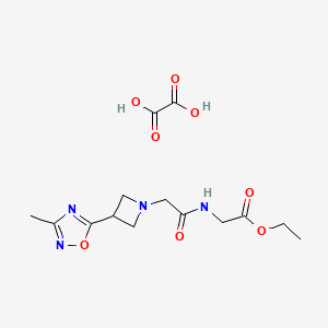 molecular formula C14H20N4O8 B2754899 Ethyl 2-(2-(3-(3-methyl-1,2,4-oxadiazol-5-yl)azetidin-1-yl)acetamido)acetate oxalate CAS No. 1351631-98-5