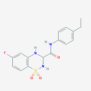 molecular formula C16H16FN3O3S B2754915 N-(4-ethylphenyl)-6-fluoro-3,4-dihydro-2H-benzo[e][1,2,4]thiadiazine-3-carboxamide 1,1-dioxide CAS No. 1357648-63-5