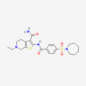 molecular formula C23H30N4O4S2 B2754917 2-(4-(氮杂辛-1-基磺酰基)苯甲酰胺)-6-乙基-4,5,6,7-四氢噻吩并[2,3-c]吡啶-3-羧酰胺 CAS No. 449767-86-6
