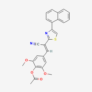 (E)-4-(2-cyano-2-(4-(naphthalen-1-yl)thiazol-2-yl)vinyl)-2,6-dimethoxyphenyl acetate
