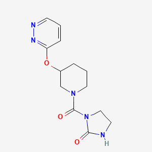 molecular formula C13H17N5O3 B2754931 1-(3-(Pyridazin-3-yloxy)piperidine-1-carbonyl)imidazolidin-2-one CAS No. 2034501-80-7
