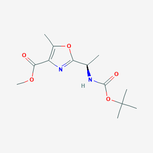 molecular formula C13H20N2O5 B2754935 methyl 2-{(1R)-1-[(tert-butoxycarbonyl)amino]ethyl}-5-methyl-1,3-oxazole-4-carboxylate CAS No. 343339-23-1